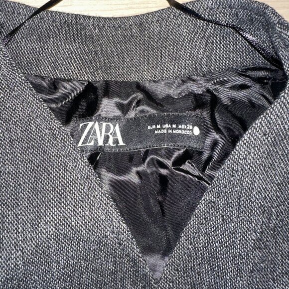 NWT Zara V Neck Linen Wool Blend Button Up Blazer Gray Womens Medium - Picture 6 of 10